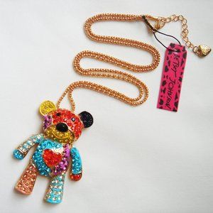 BETSEY JOHNSON MULTI COLORED TEDDY BEAR NECKLACE